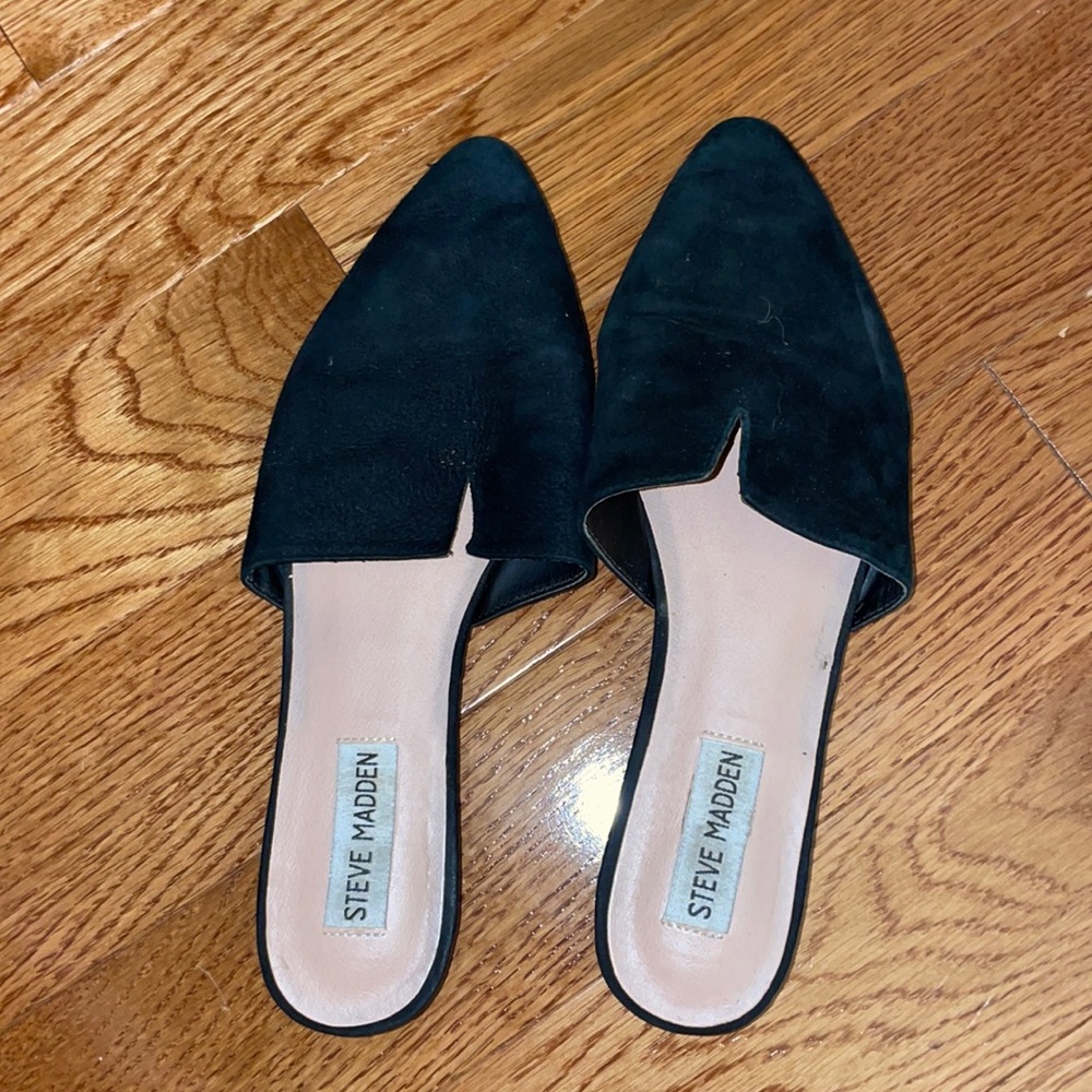 Steve Madden SUEDE black mules